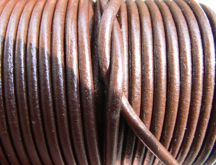 Leather string 3mm round brown - Click Image to Close